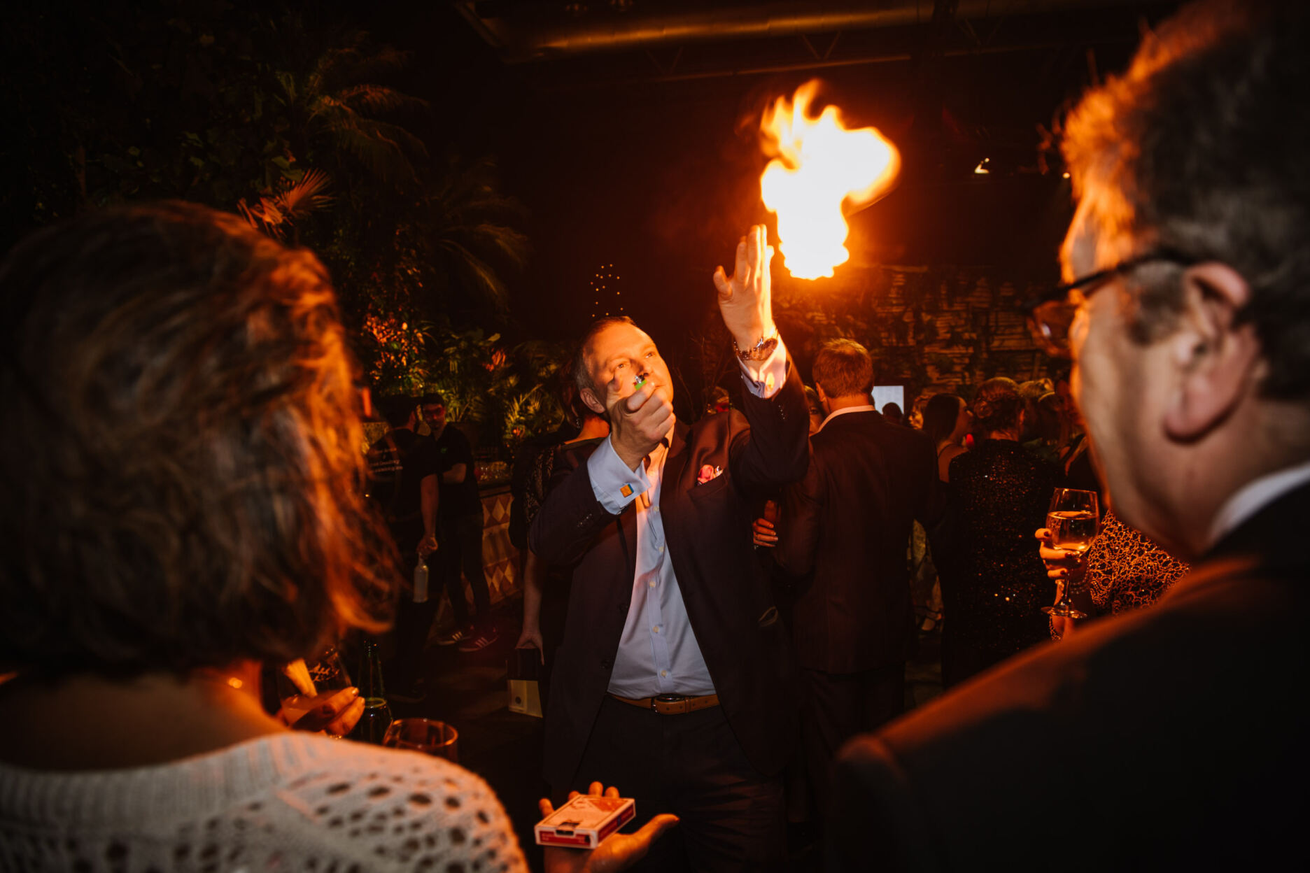 Spencer Lynch performing fire magic at a live event