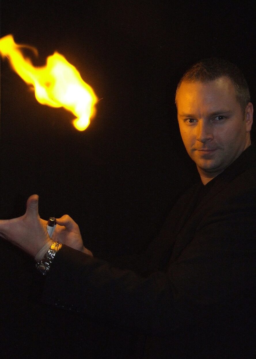 Spencer Lynch performing fire magic
